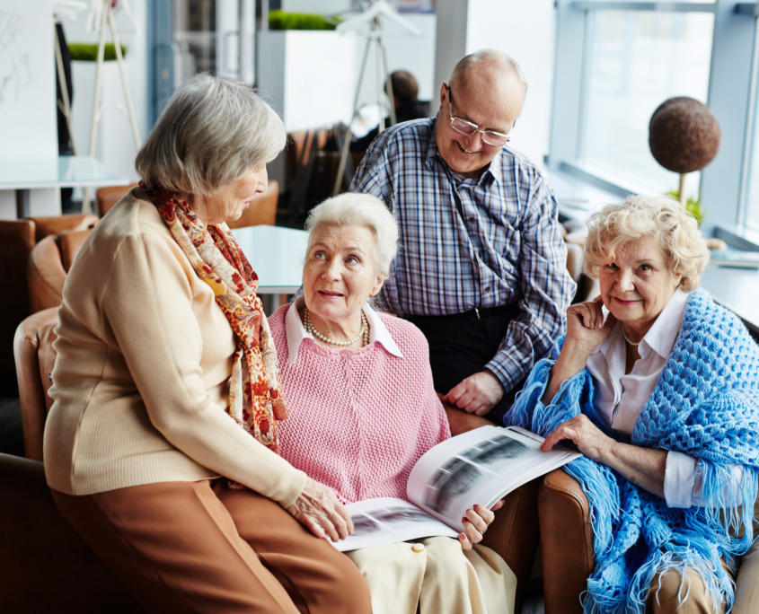 Gathering of senior friends