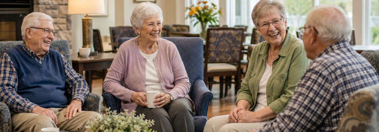 Senior Housing members enjoying companionship